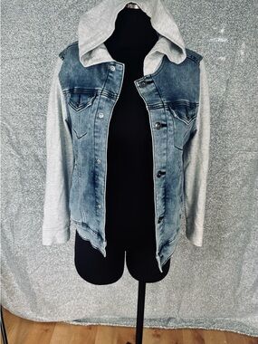art class Blue Denim Jacket with Light Gray Hood & Sleeves